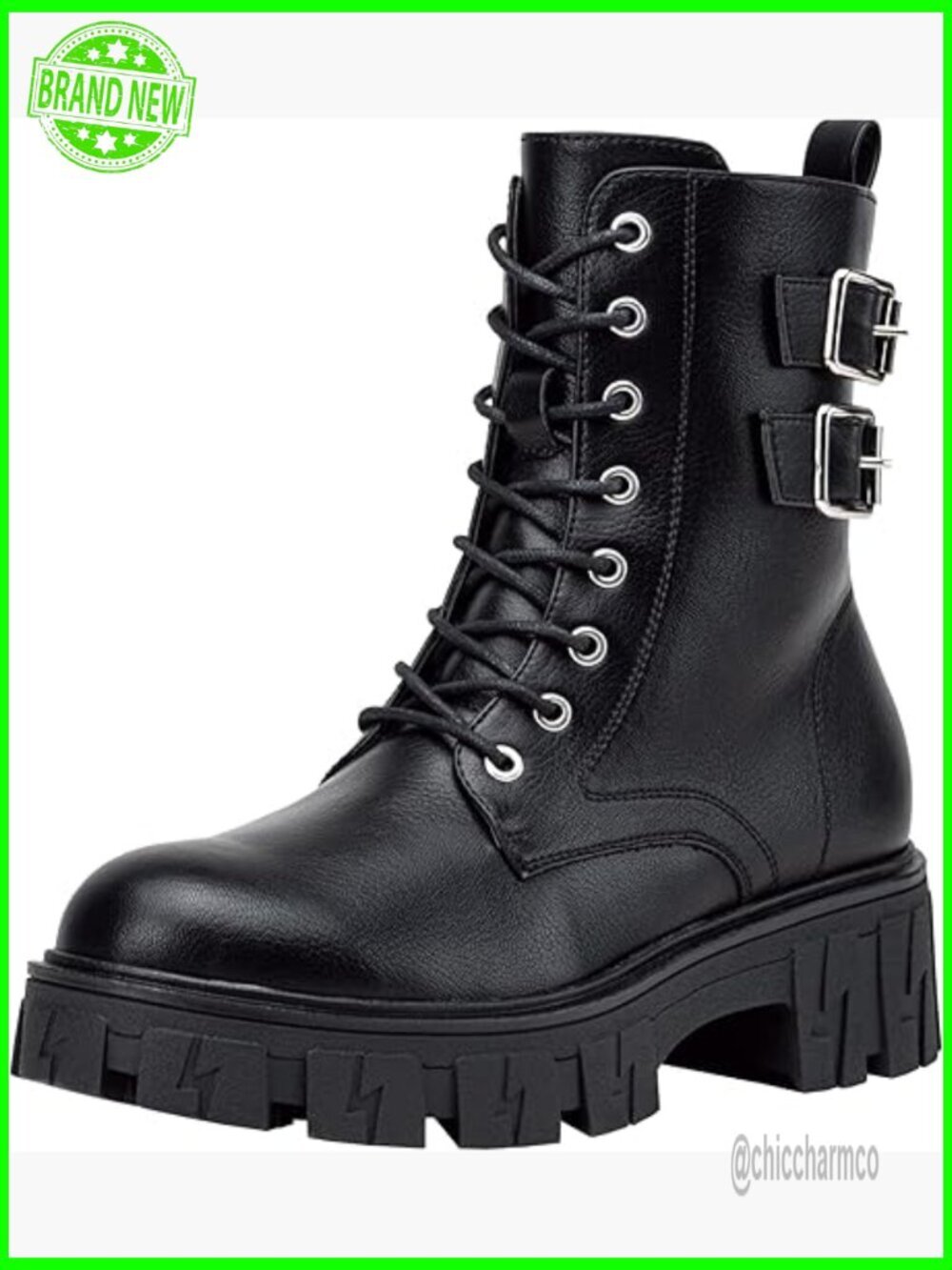Women's Platform Ankle Booties Lace Up Chunky Heel Combat Boots